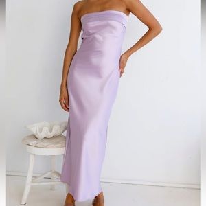 FORTUNATE ONE PURPLE SATIN MAXI DRESS